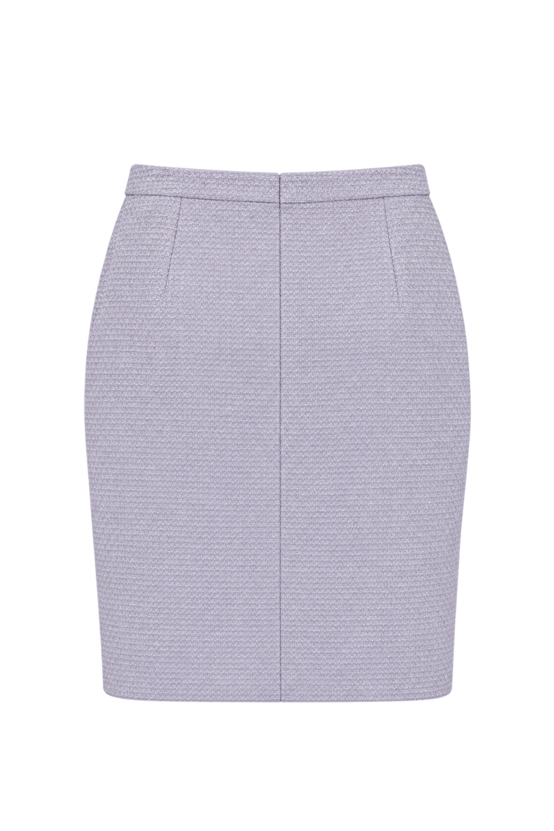 1980s Pale Lavender Textured Woven Skirt - Back View