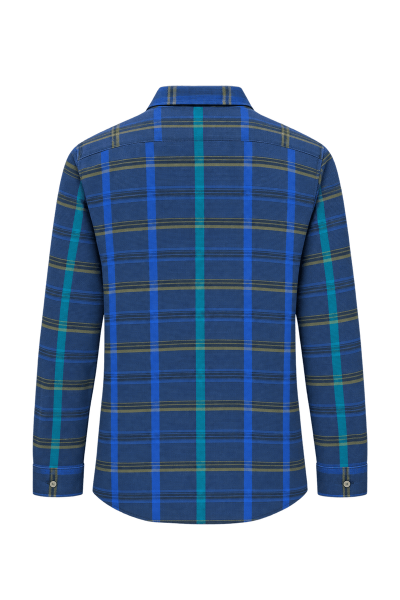1980s Dark Navy Woven Fabric Button-Down Shirt - Back View