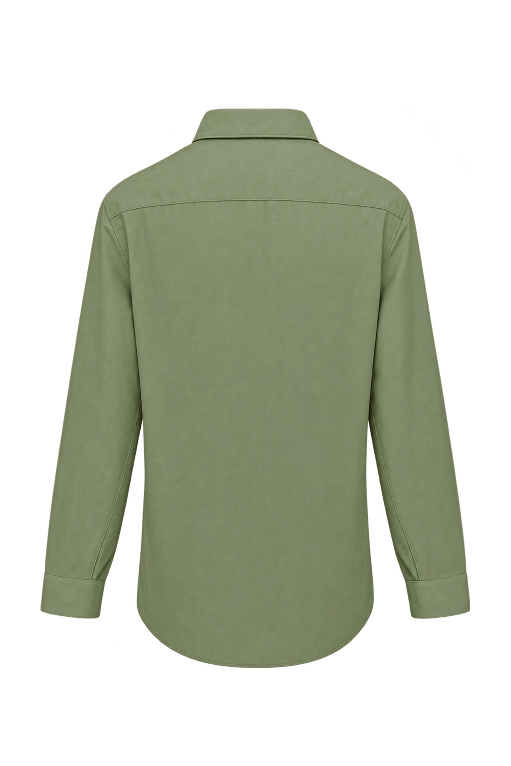 1980s Olive Khaki Woven Fabric Button-Down Shirt - Back View