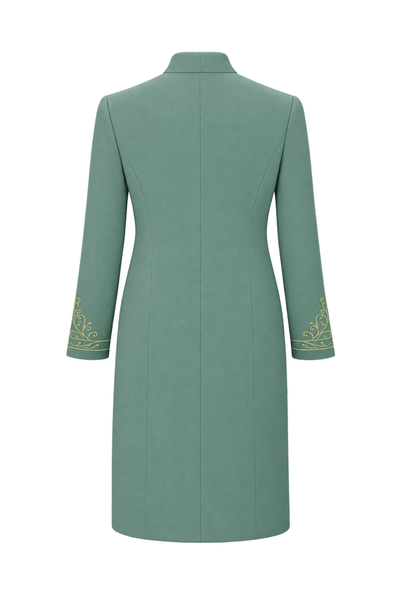 1980s Sage Green Woven Coat - Back View