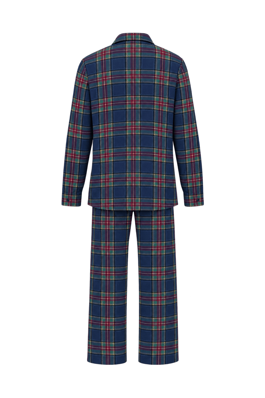 1990s Navy Blue Flannel Pajama Set - Back View