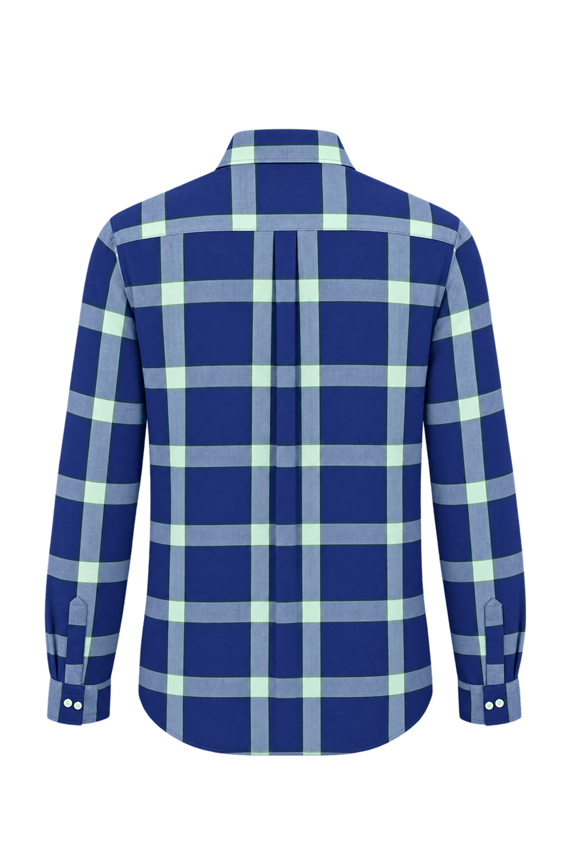 1980s Deep Blue-Purple Woven Button-Down Shirt - Back View