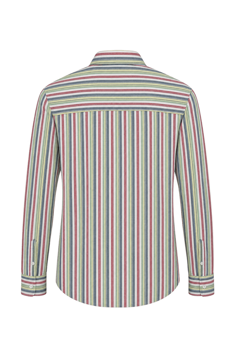 1980s Pale Sage Green Woven Button-Down Shirt - Back View