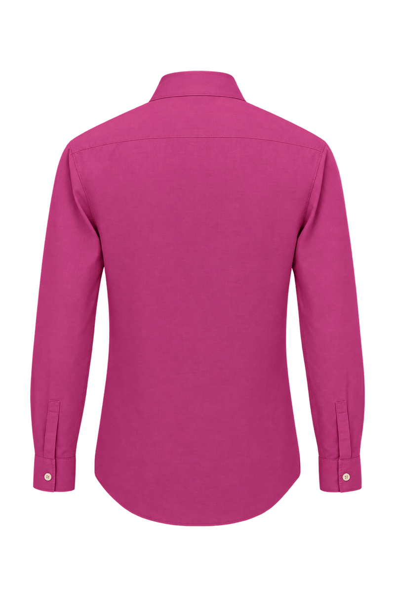 1970s Bright Pink Woven Fabric Western Shirt - Back View