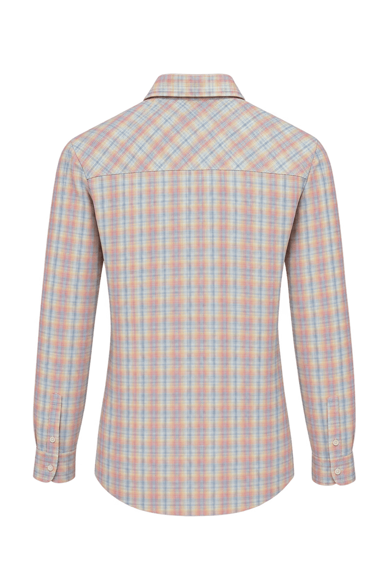 1980s Muted Pastel Pink Woven Fabric Button-Down Shirt - Back View