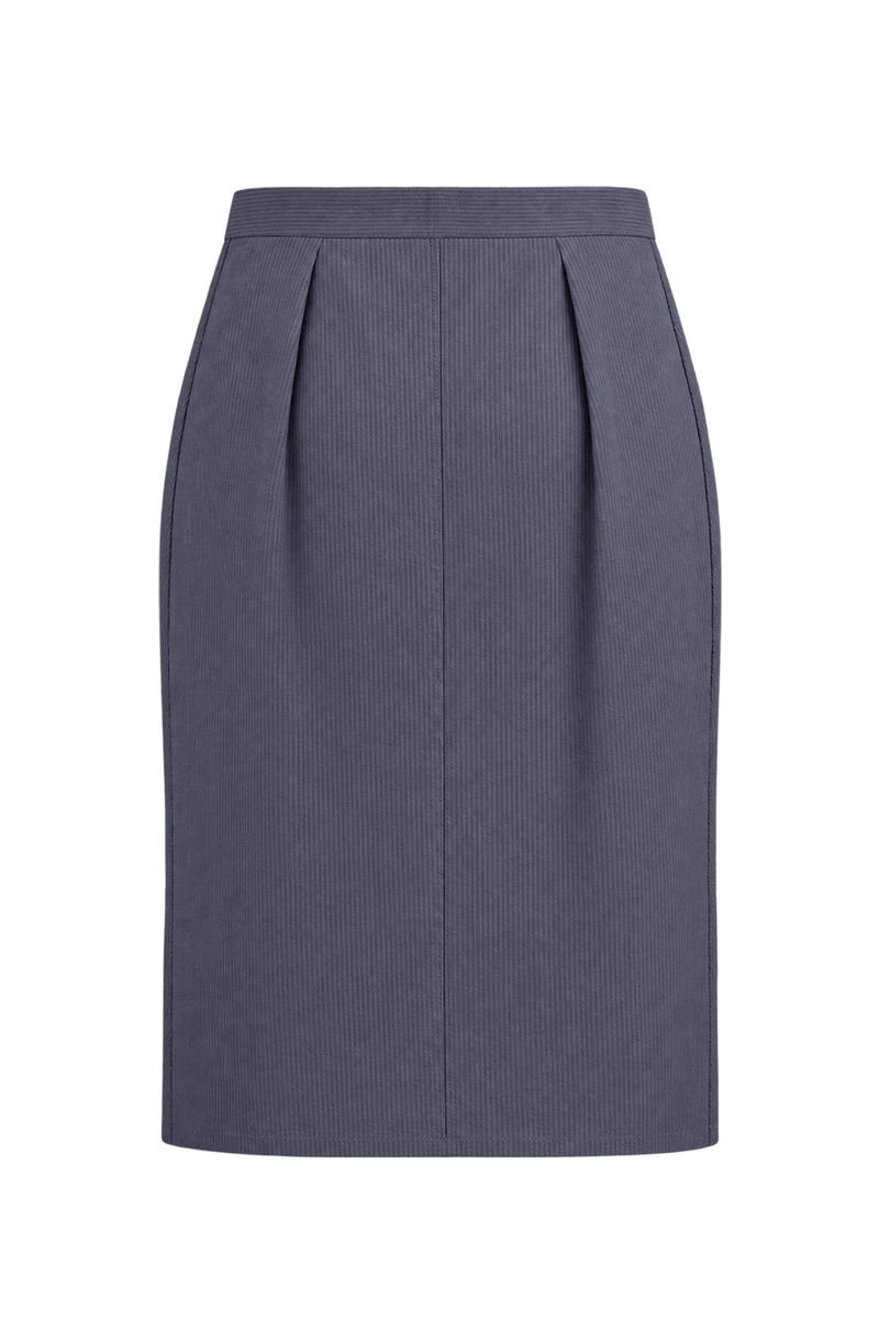 1980s Dark Charcoal Gray Woven Skirt - Back View