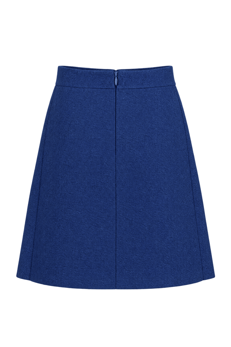 1960s Royal Blue Woven Fabric Skirt - Back View