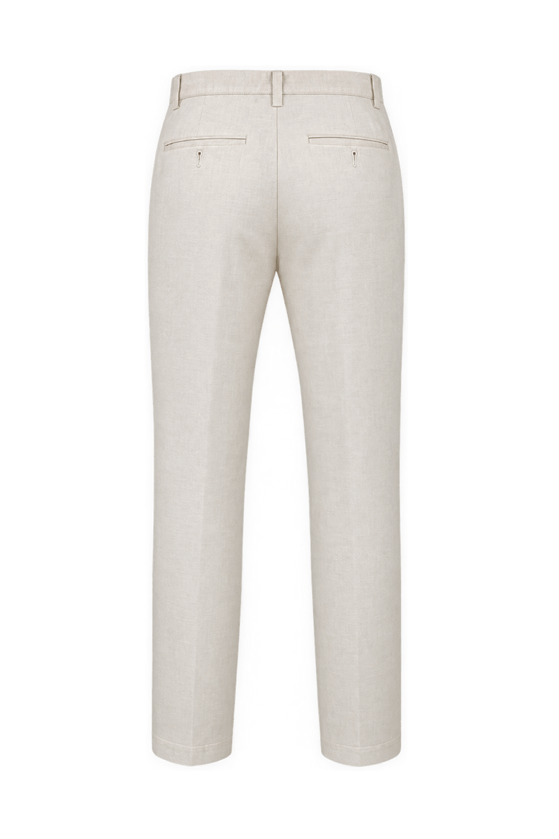 1980s Warm Ivory Cream Woven Fabric Trousers - Back View