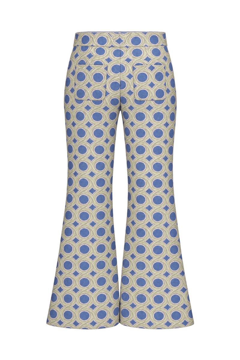 2000s Pale Green Woven Flared Pants - Back View