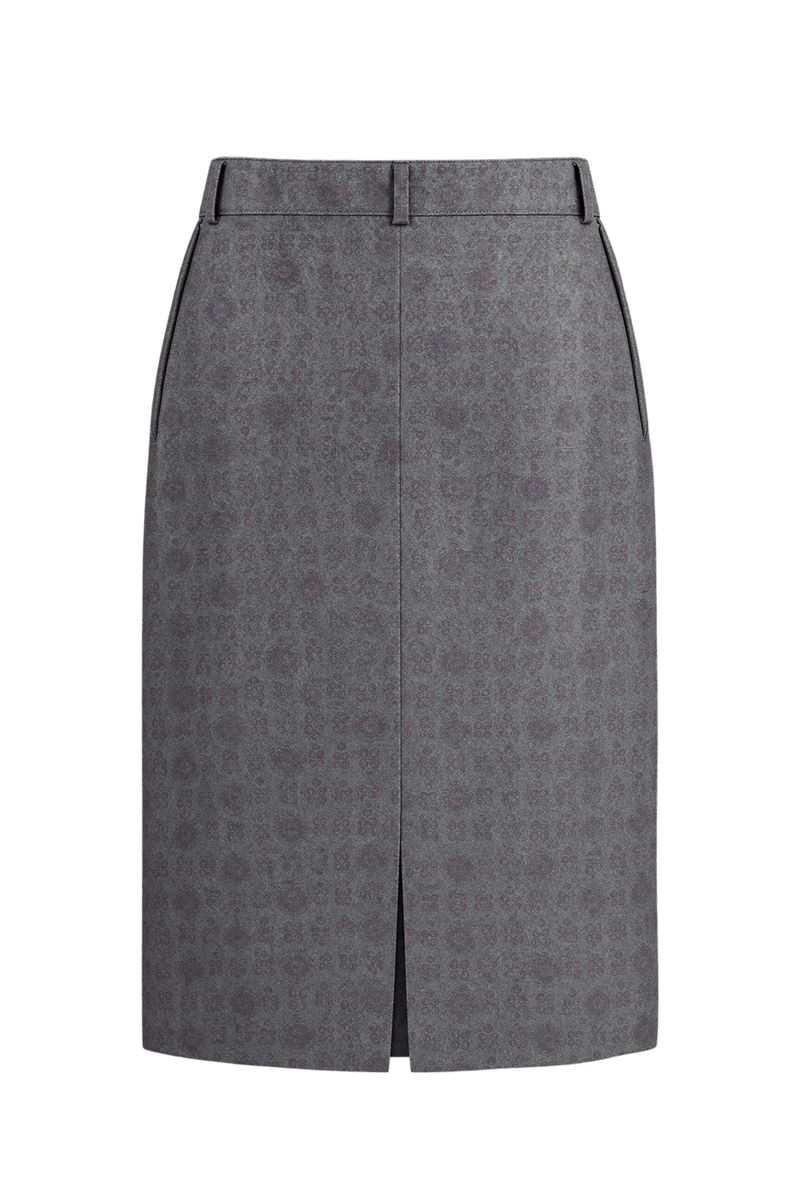 1980s Charcoal Grey Woven Skirt - Back View