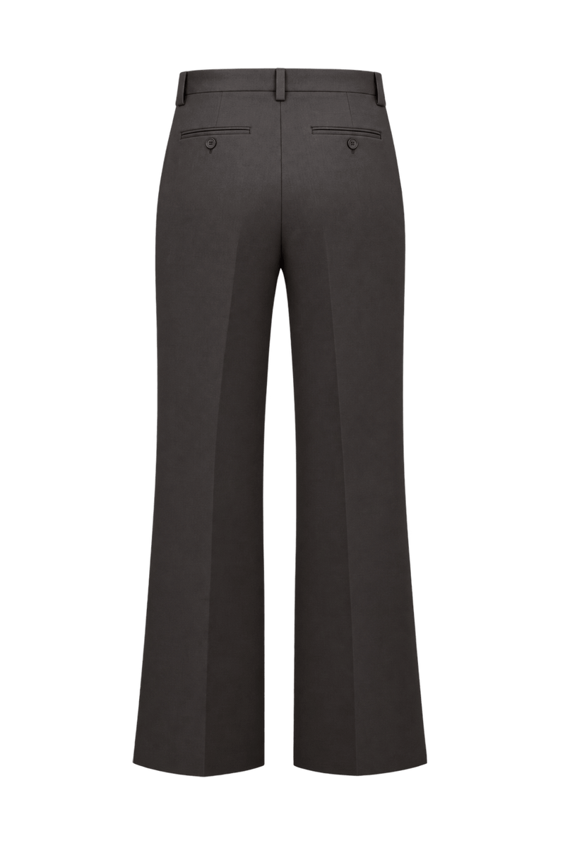 1990s Charcoal Gray Woven Fabric Trousers - Back View
