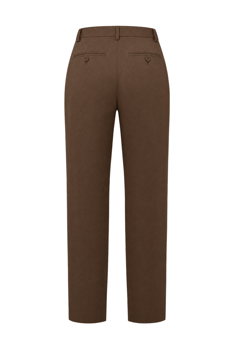 1990s Medium Taupe Brown Woven Trousers - Back View