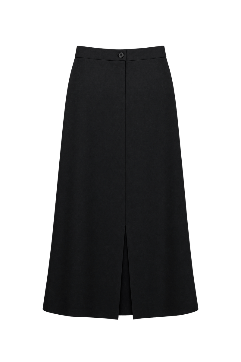 1990s Black Woven Skirt - Back View