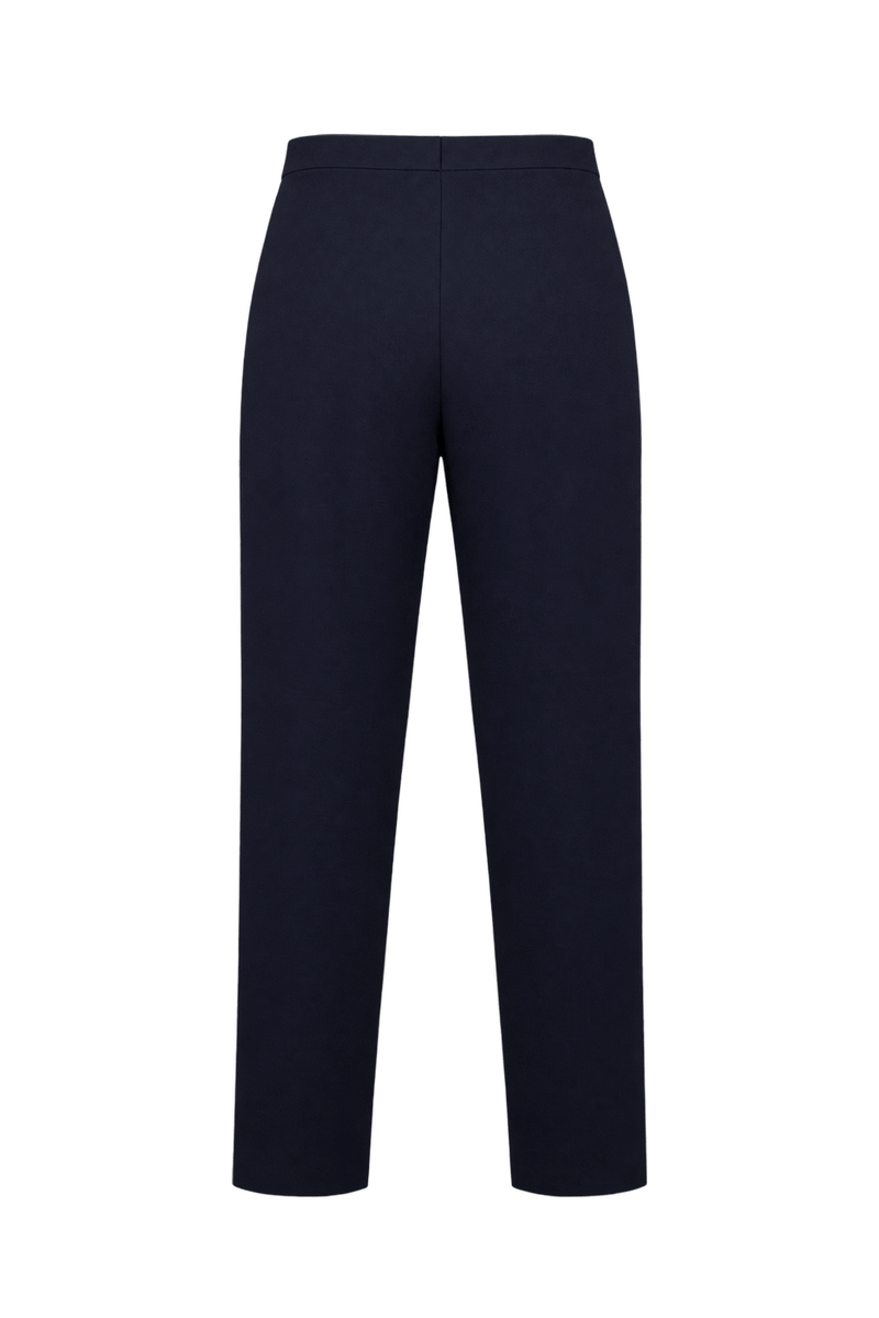 1990s Dark Navy Blue Woven Fabric Trousers - Back View