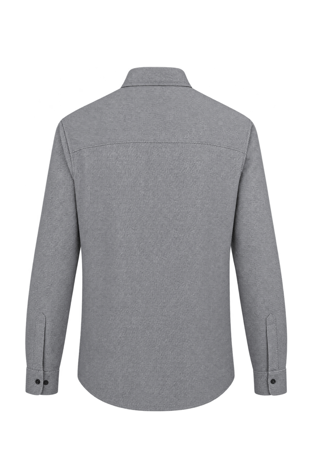 1980s Light Grey Woven Fabric Button-Down Shirt - Back View
