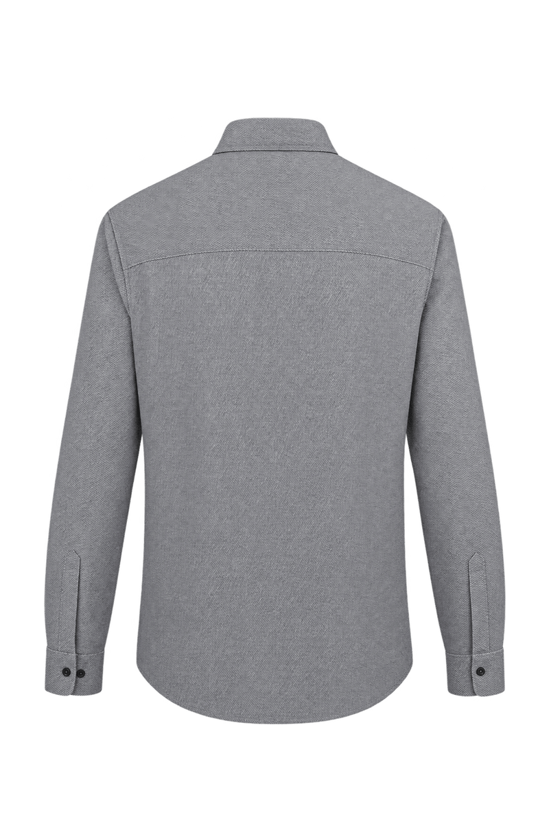 1980s Light Grey Woven Fabric Button-Down Shirt - Back View
