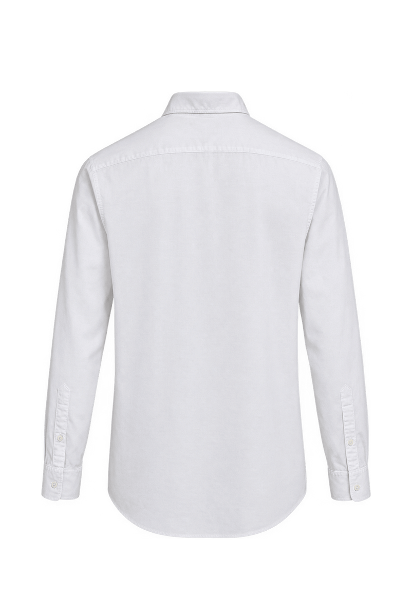 1980s White Woven Button-Down Shirt - Back View