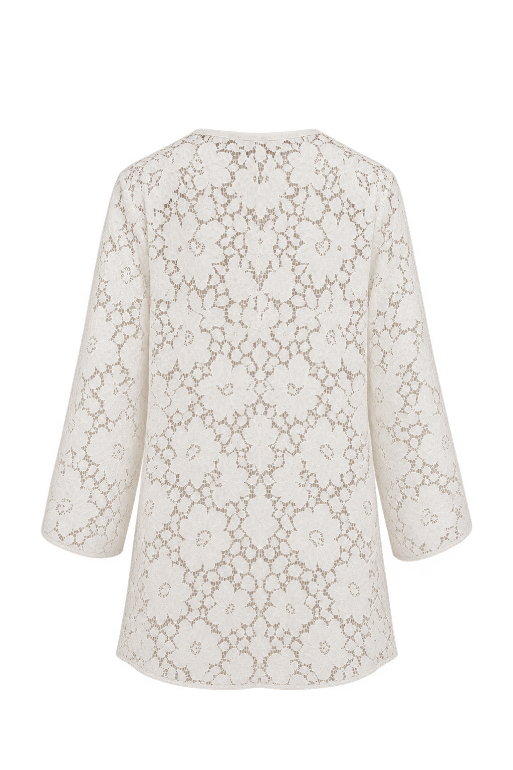 1970s Ivory White Lace Cardigan - Back View