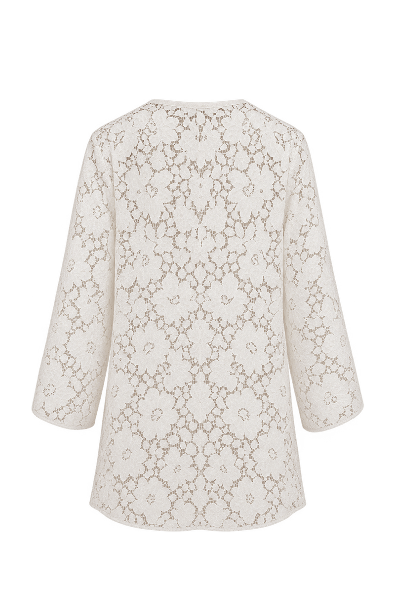 1970s Ivory White Lace Cardigan - Back View