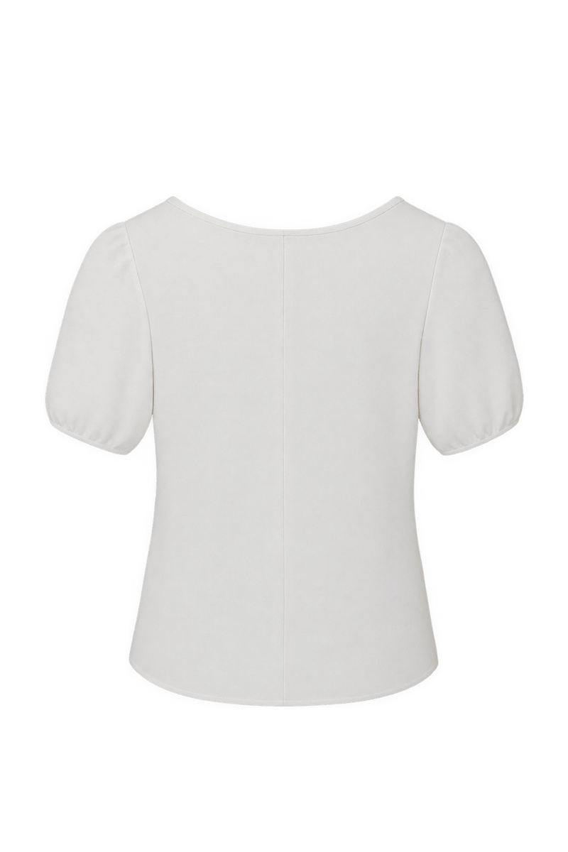 1990s Ivory White Woven Blouse - Back View