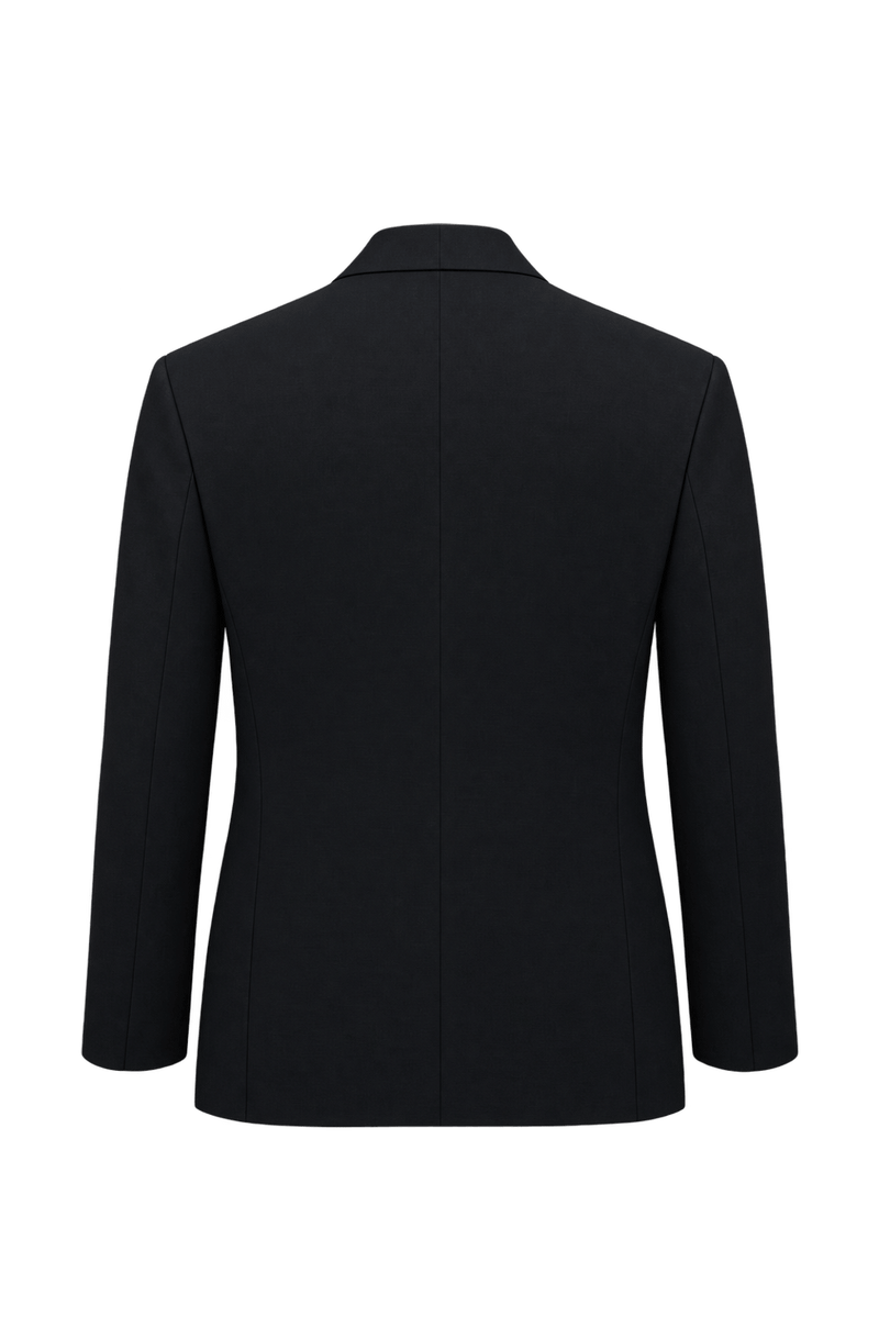 1990s Black Woven Fabric Blazer - Back View