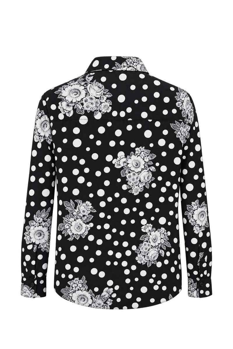 1990s Black Woven Fabric Button-Down Shirt - Back View