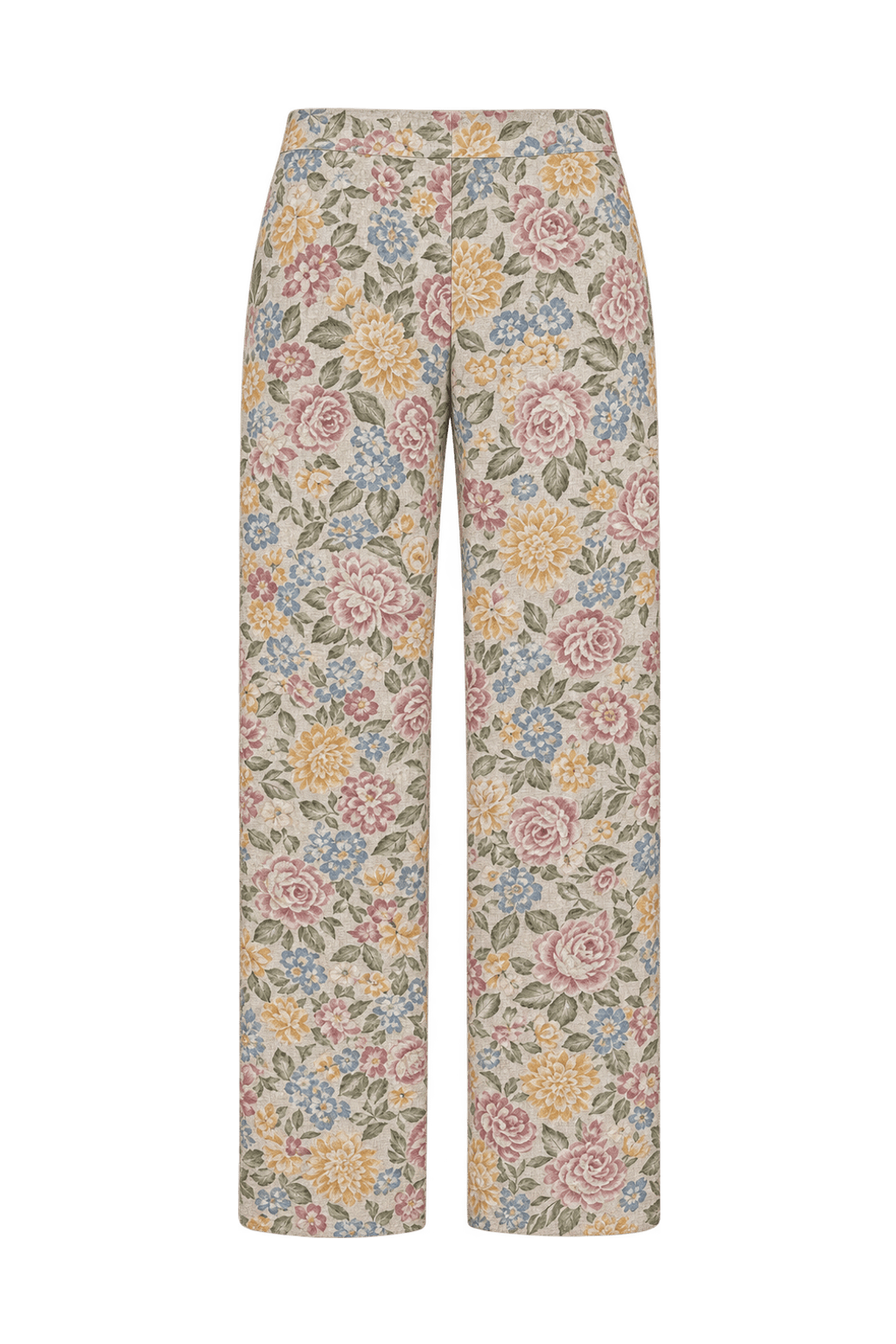 1990s Light Beige Woven Fabric Trousers - Back View