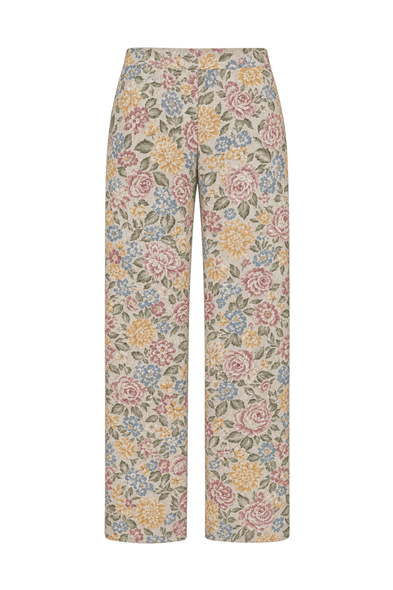 1990s Light Beige Woven Fabric Trousers - Back View