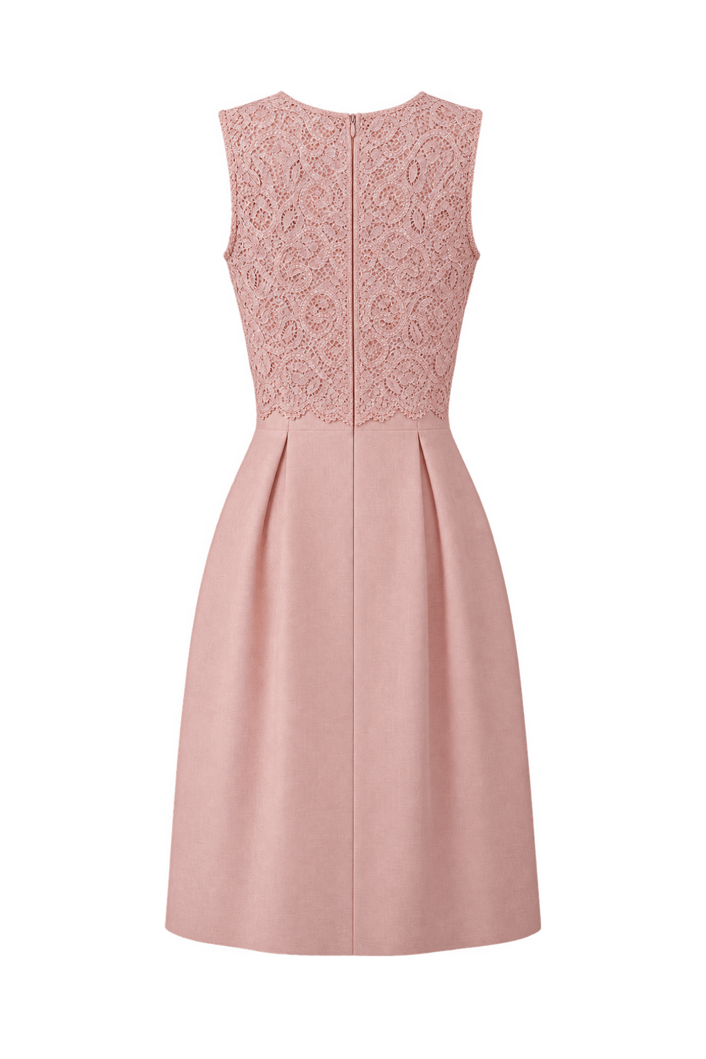 1950s Pale Blush Pink Woven Fabric Dress - Back View