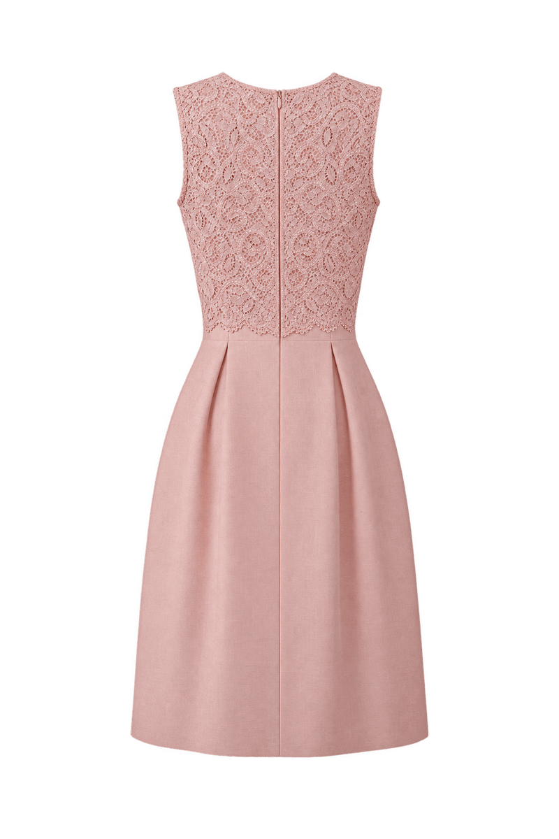 1950s Pale Blush Pink Woven Fabric Dress - Back View