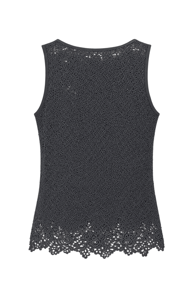 1970s Black Lace Tank Top - Back View