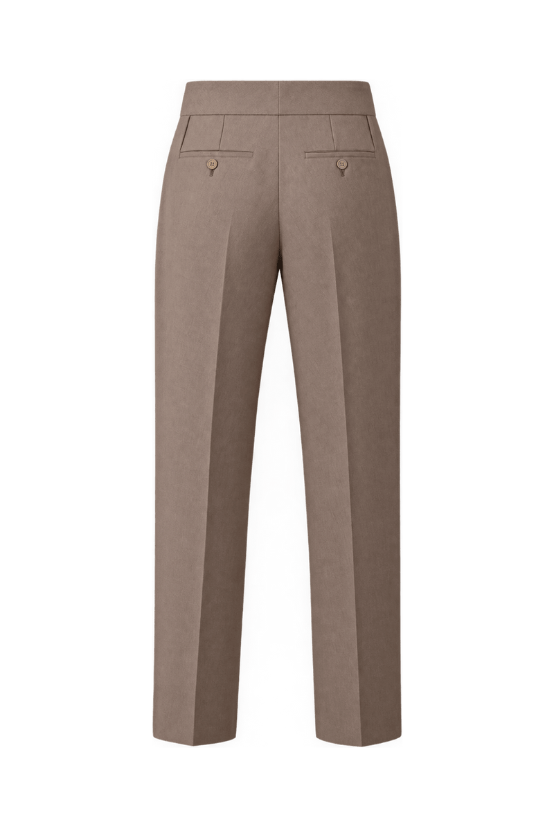 1980s Muted Taupe Beige Woven Trousers - Back View