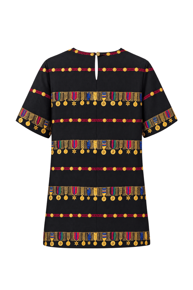 1980s Black Woven Blouse - Back View