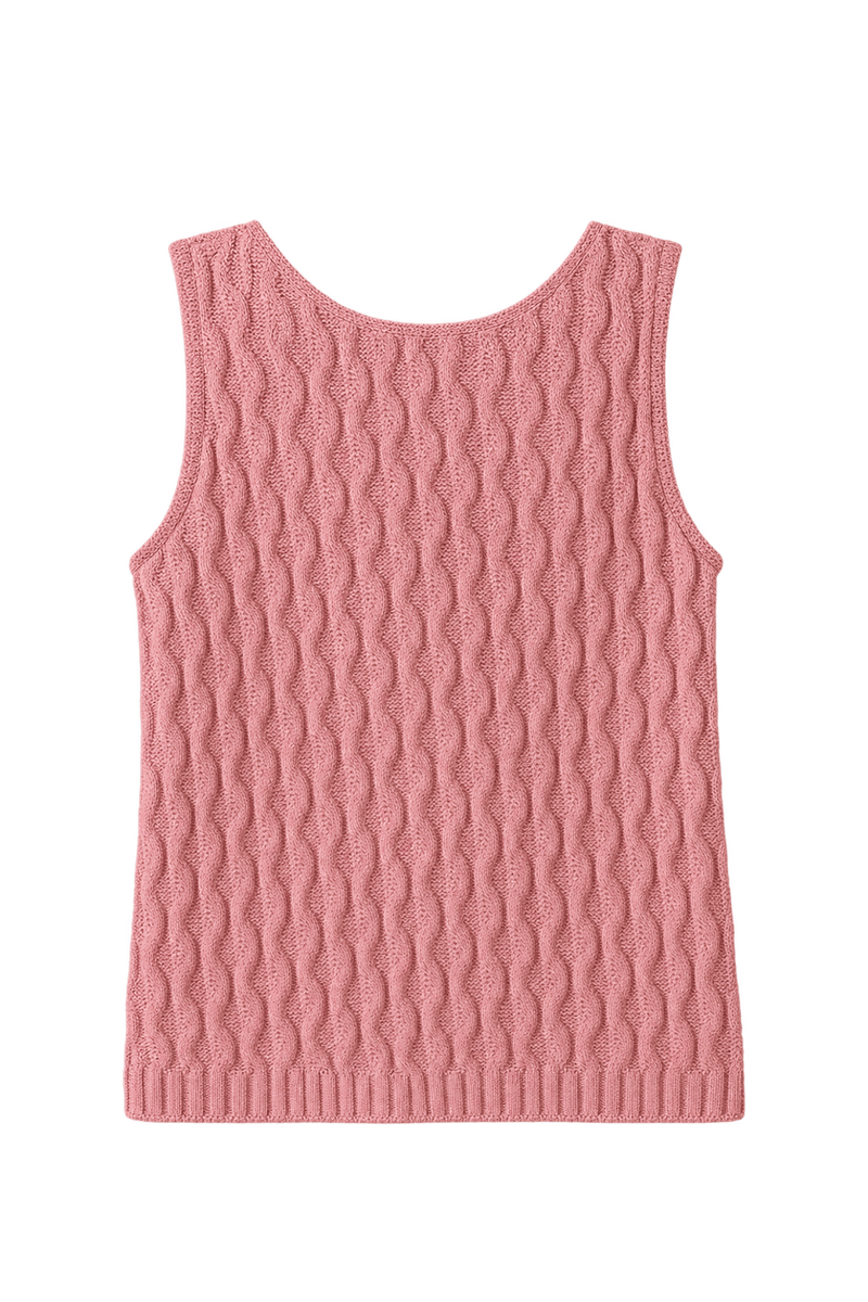 1980s Dusty Pink Knit Vest - Back View