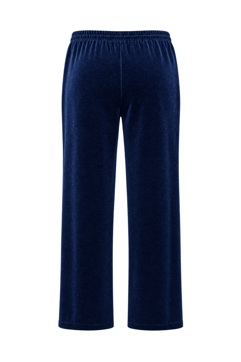 1990s Deep Navy Blue Velvet Pants - Back View