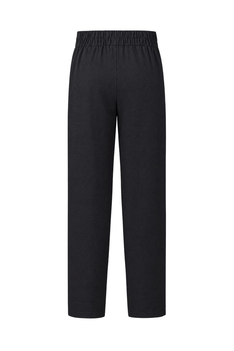 1990s Charcoal Black Woven Fabric Trousers - Back View