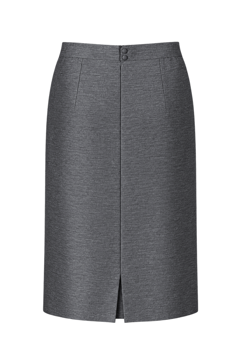 1980s Silvery Charcoal Gray Woven Skirt - Back View