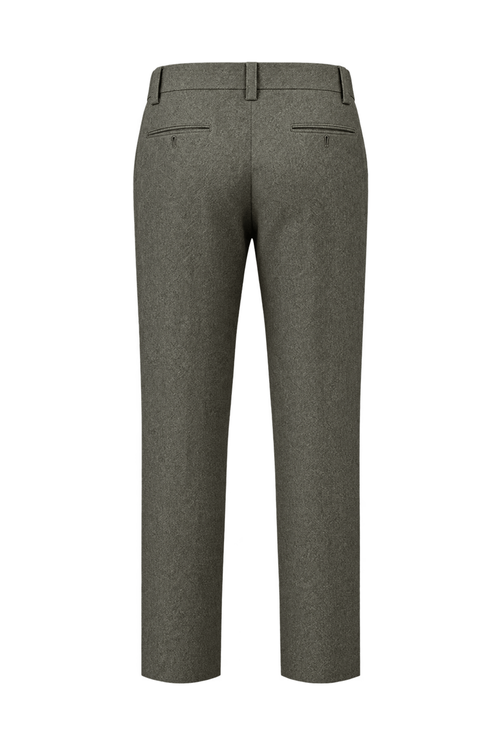 1980s Muted Olive Gray Wool-like Trousers - Back View