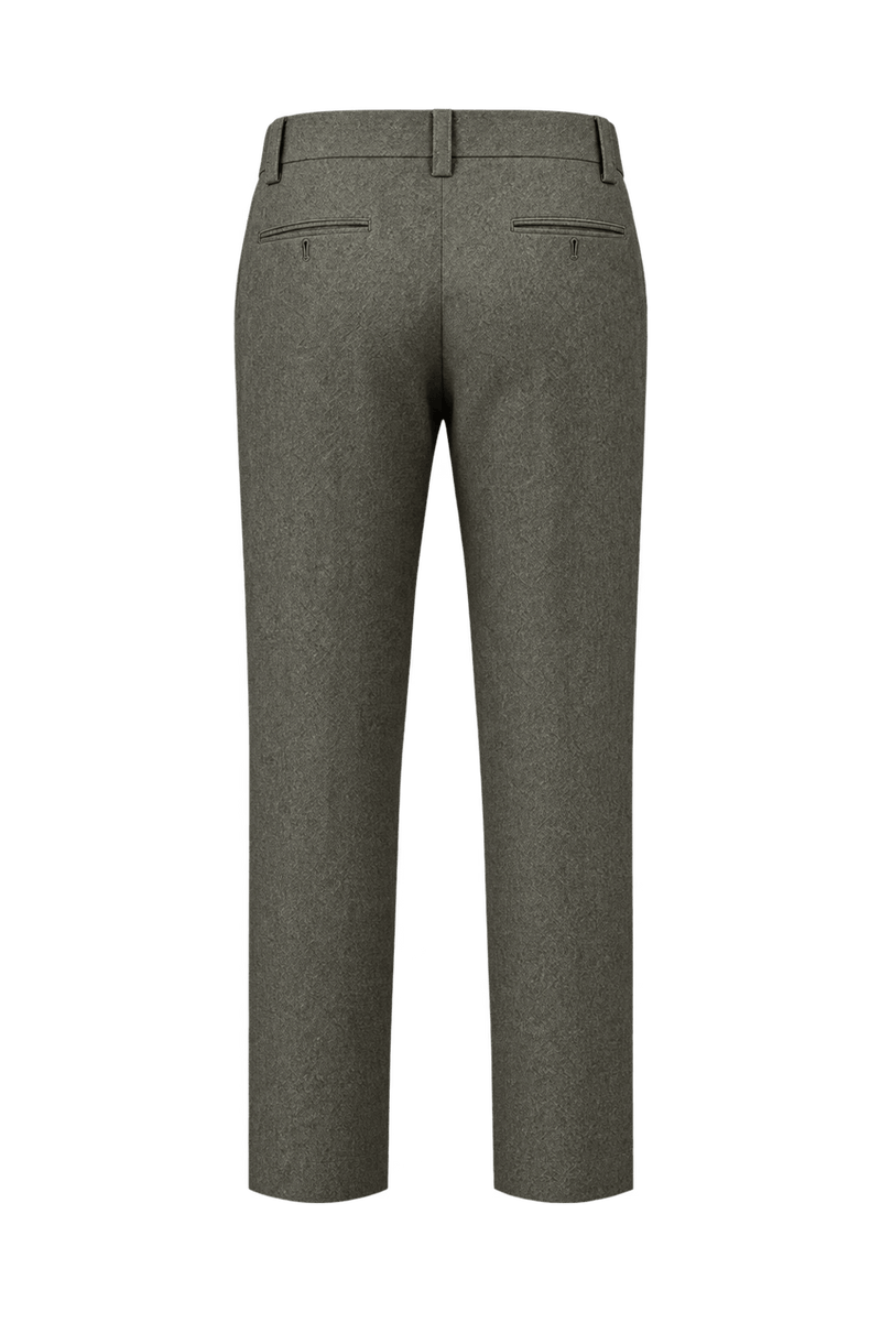 1980s Muted Olive Gray Wool-like Trousers - Back View