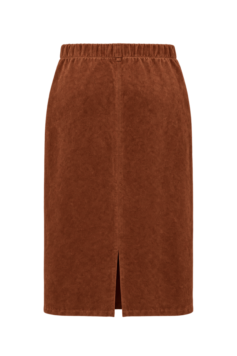 1970s Rust Brown Suede Skirt - Back View