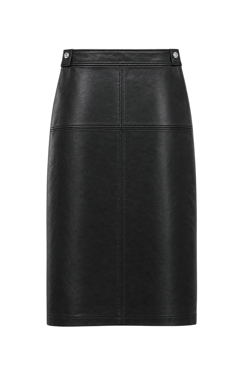 1970s Black Leather Skirt - Back View