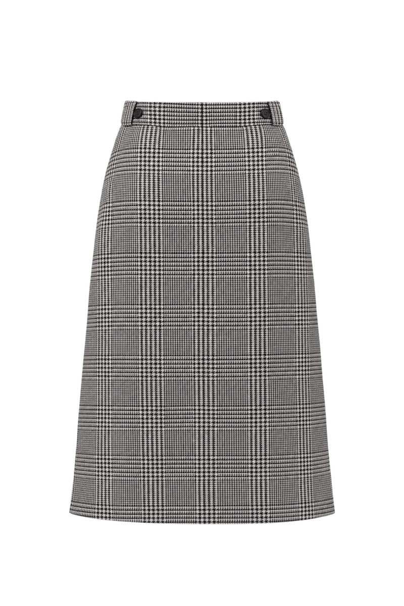 1970s Black and White Woven Skirt - Back View