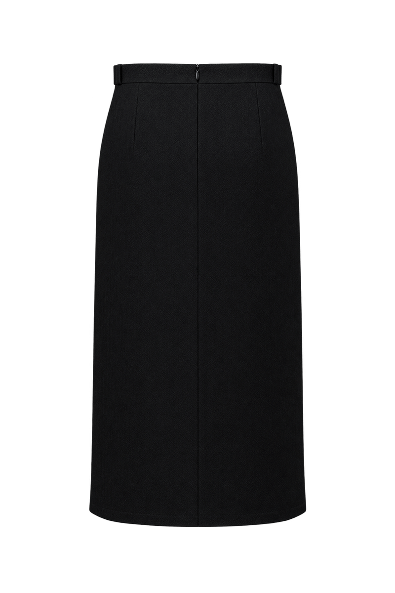 1980s Black Woven Skirt - Back View