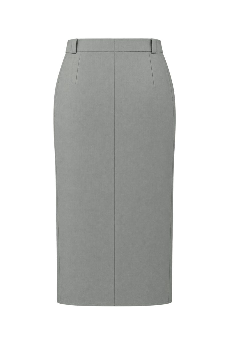 1980s Light Stone Gray Woven Skirt - Back View