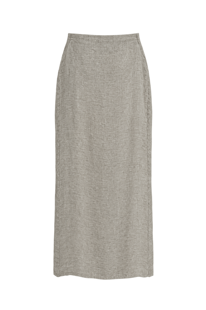 1980s Natural Beige Linen Skirt - Back View