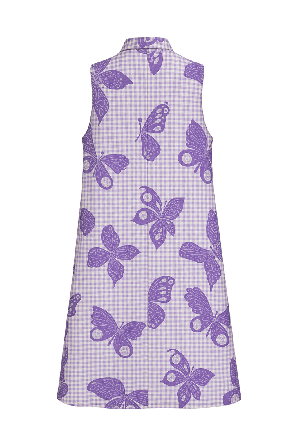 1960s Lavender Purple Woven Fabric A-line Dress - Back View