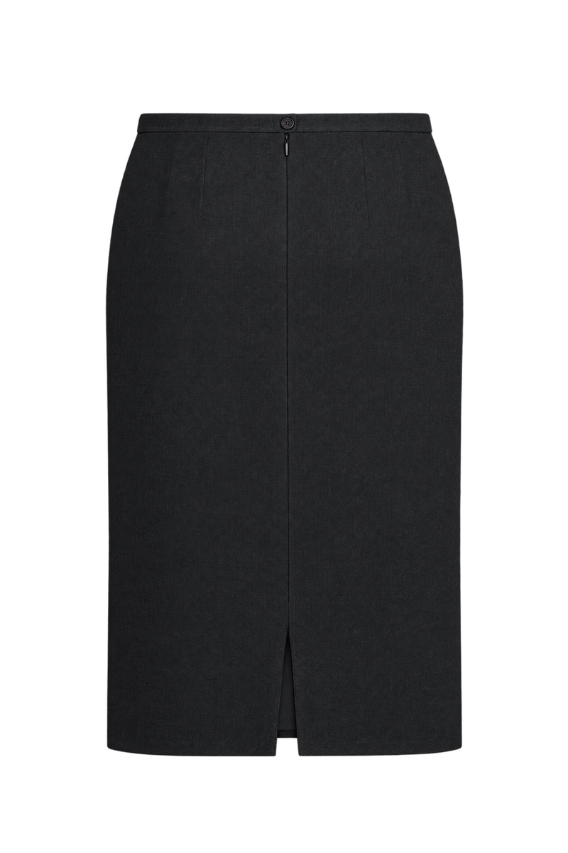 1980s Charcoal Gray Woven Skirt - Back View