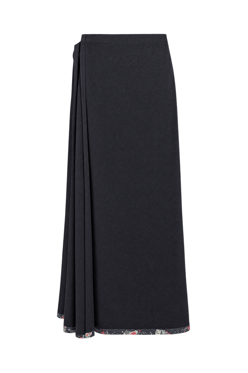 1980s Soft Black Woven Fabric Skirt - Back View