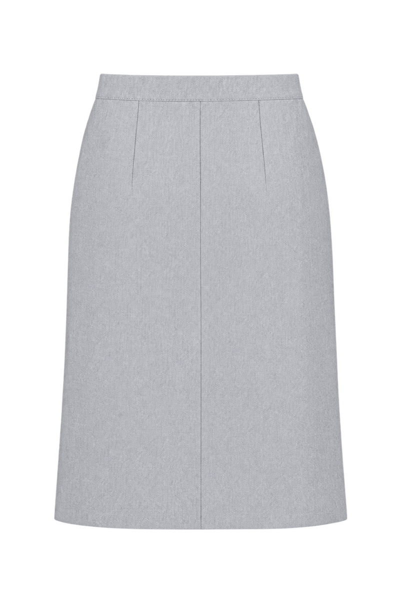 1980s Light Cool Gray Woven Skirt - Back View