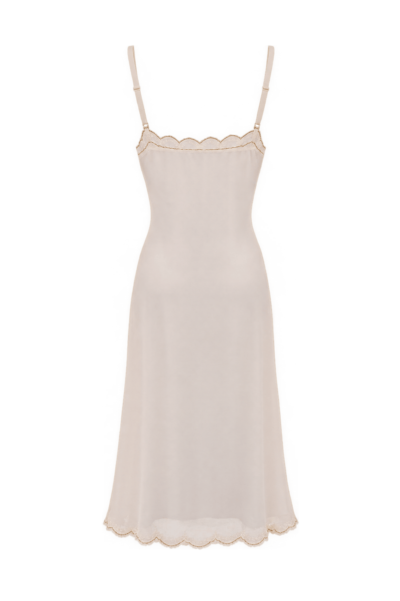 1950s Pale Blush Pink Sheer Full Slip - Back View